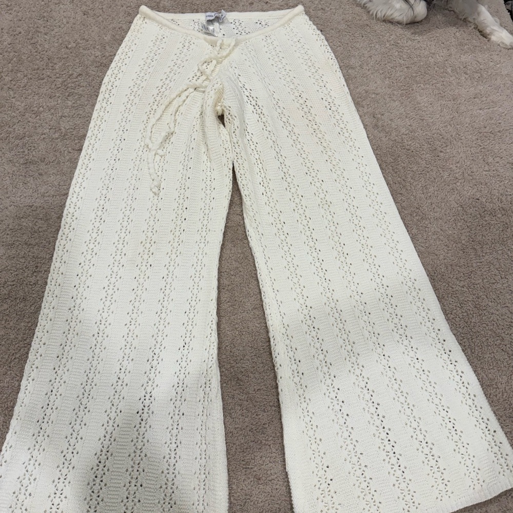 Tiger Mist Cream High-Waisted Wide Leg Pants